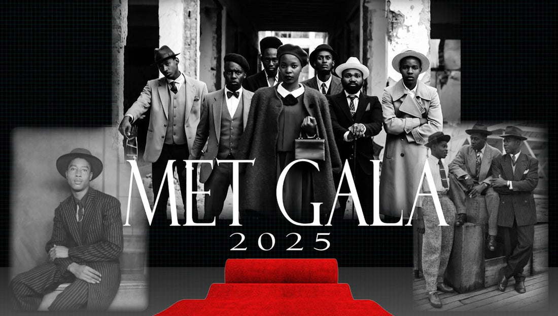 Celebrities showcasing luxury watches on the red carpet at the MET Gala 2025, themed 'Superfine: Tailoring Black Style,' blending haute couture with horological elegance.