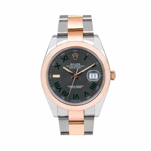 Rolex Datejust 41mm Slate Gray Roman Dial 18K Everose Gold Smooth Bezel – Ref. 126301