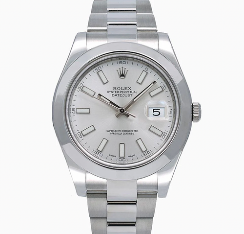 Rolex Datejust 41mm Silver Dial Smooth Bezel Stainless Steel – Ref. 116300