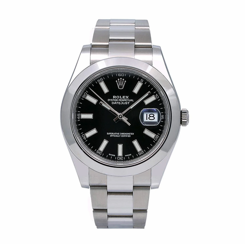 Rolex Datejust 41mm Black Dial Smooth Bezel Stainless Steel – Ref. 116300