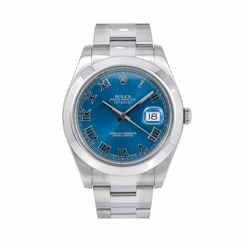 Rolex Datejust 41mm Blue Roman Dial Smooth Bezel Stainless Steel – Ref. 116300