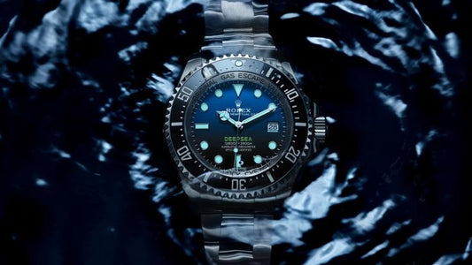 Rolex Deep Sea submerged in water, showcasing its high water resistance and dive-ready design