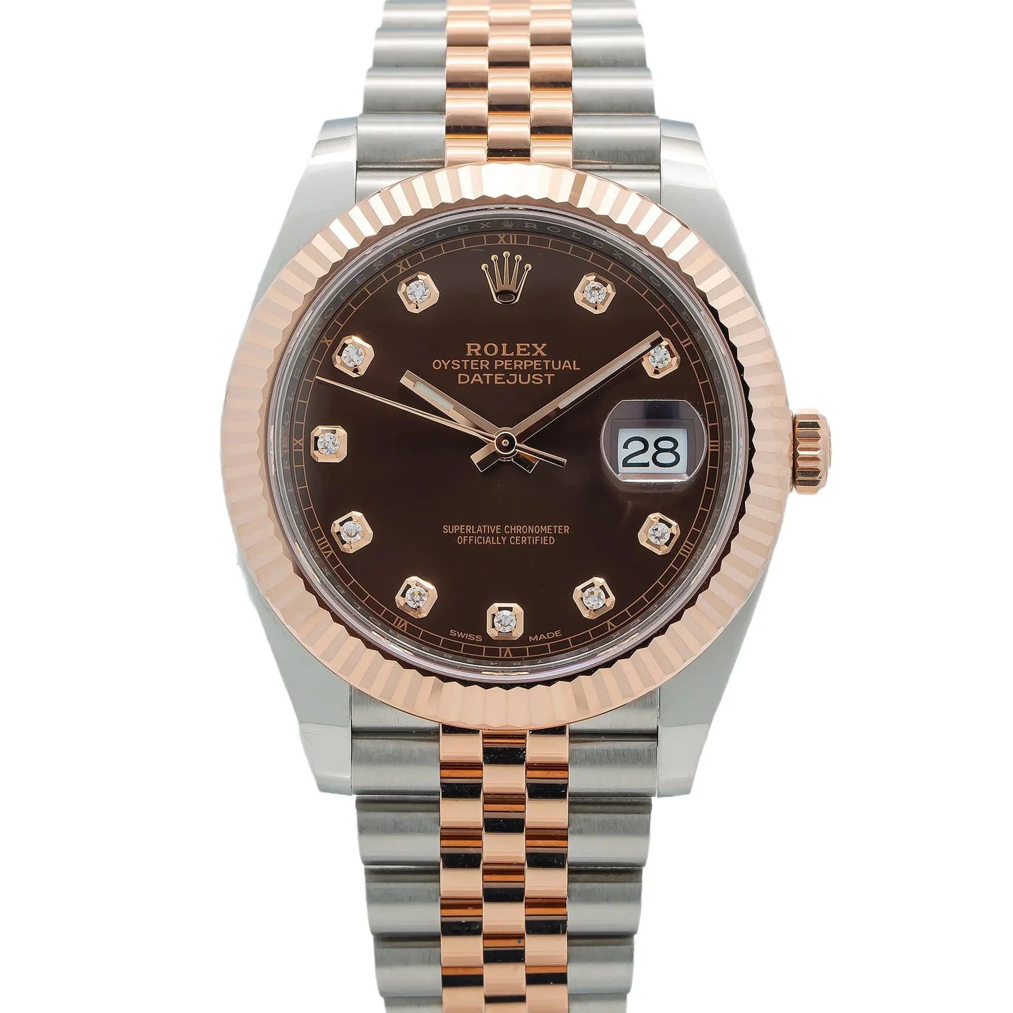 Rolex 41mm Datejust Chocolate Diamond Dial TTRG Jubilee Fluted 126331- 2021 Card