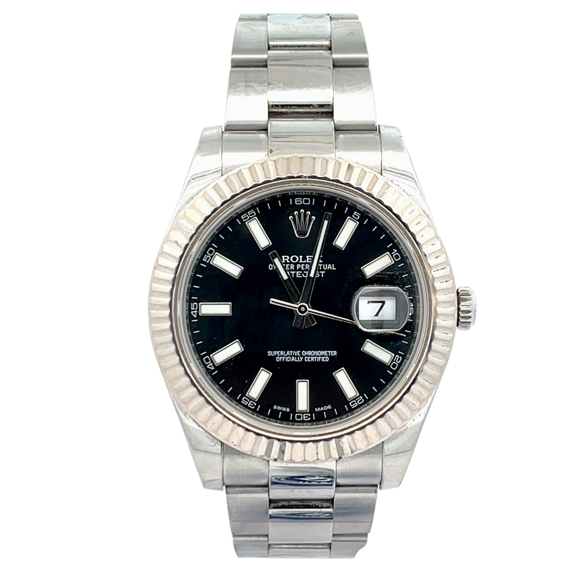 Rolex 41mm Datejust II 116334 Steel Black Dial White Index - 2015 Card