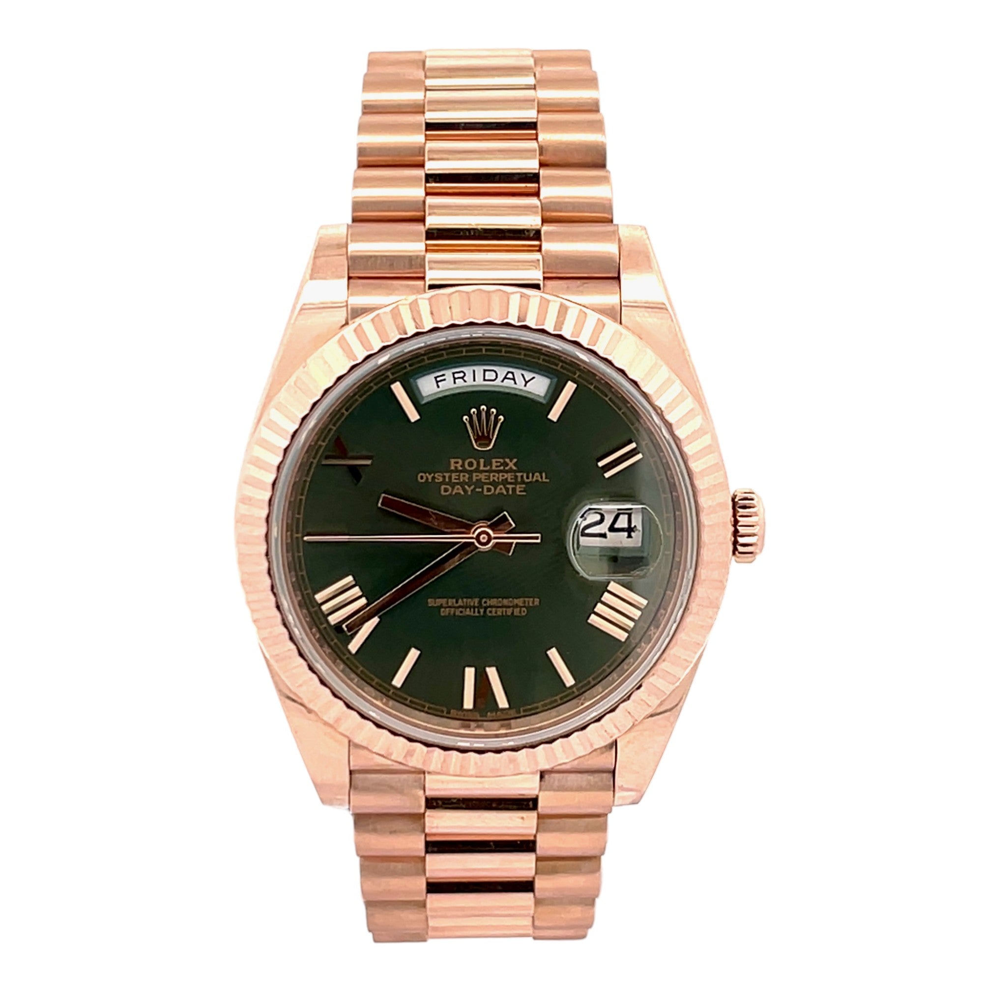 Rolex 40mm Day-Date President 18KRG Gold Olive Anniversary 228235 - 2016 Card