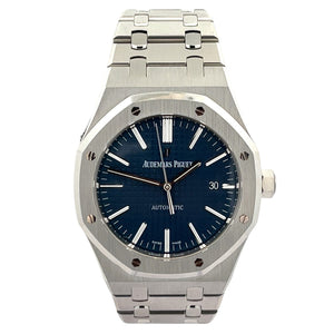 Ademar's Piguet Royal Oak Steel Blue Dial Watch 15400ST.OO.1220ST.03 Self-Windin