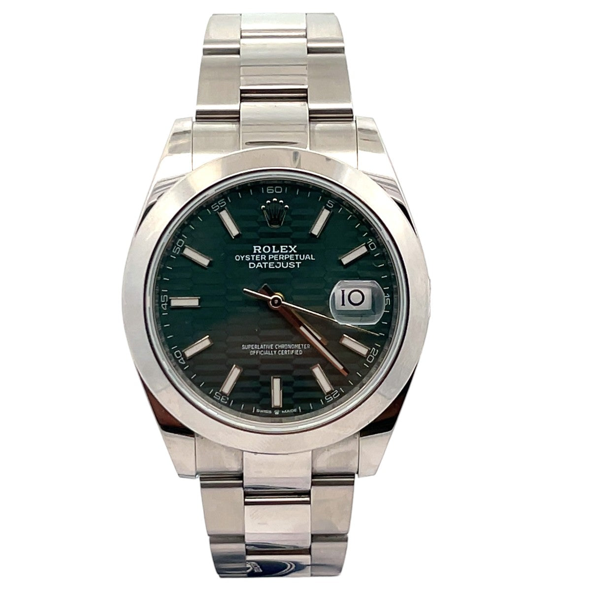 Rolex 41mm Datejust Steel Green Motif Dial Oyster Smooth 126300 - 2023 Card