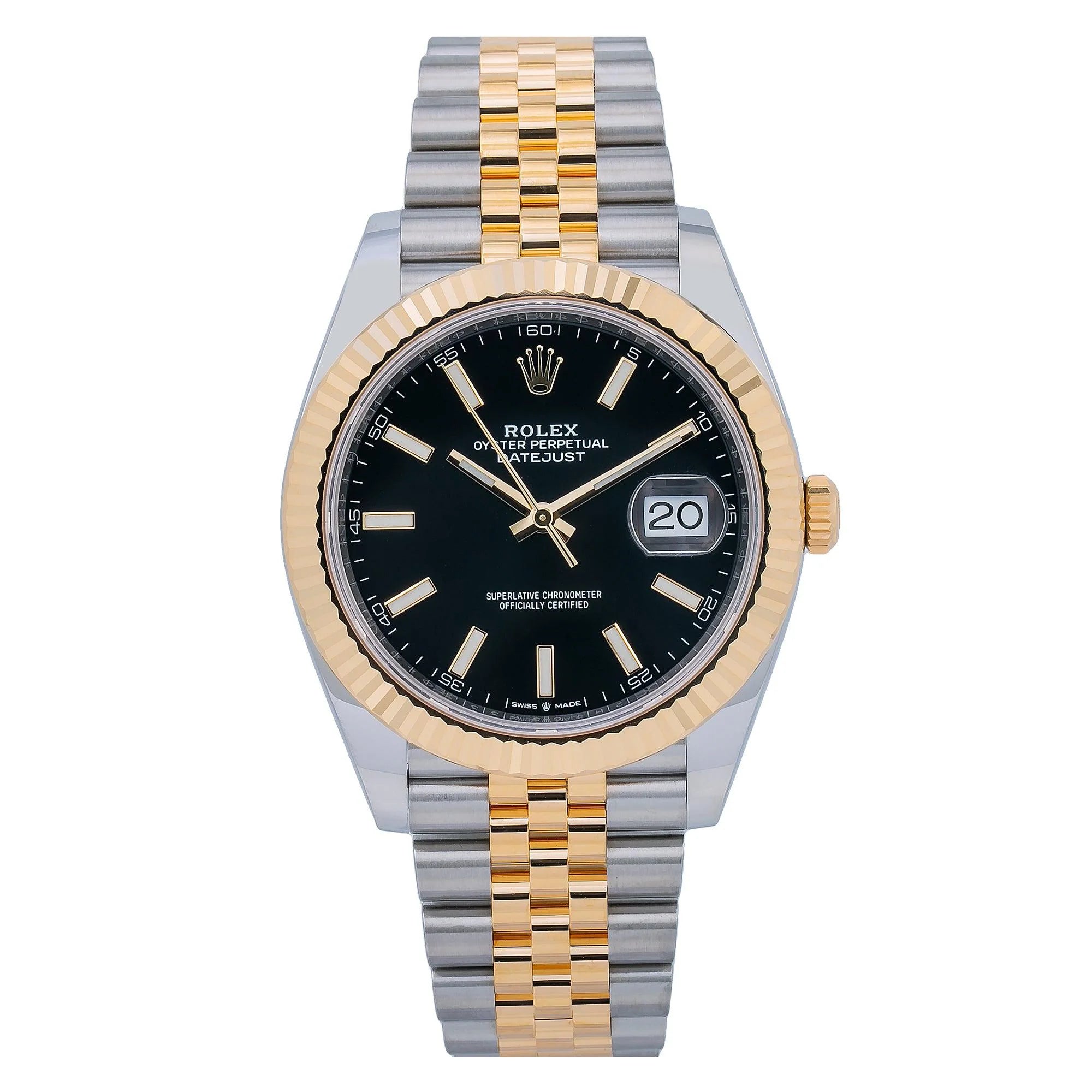 Rolex Datejust 41 Ref 126333 Steel Yellow Gold Black Dial Mens Watch