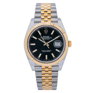 Rolex Datejust 41 Ref 126333 Steel Yellow Gold Black Dial Mens Watch