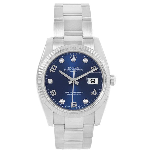 Rolex Date 115234 – 34mm Stainless Steel & White Gold – Diamond Dial – Unisex Watch