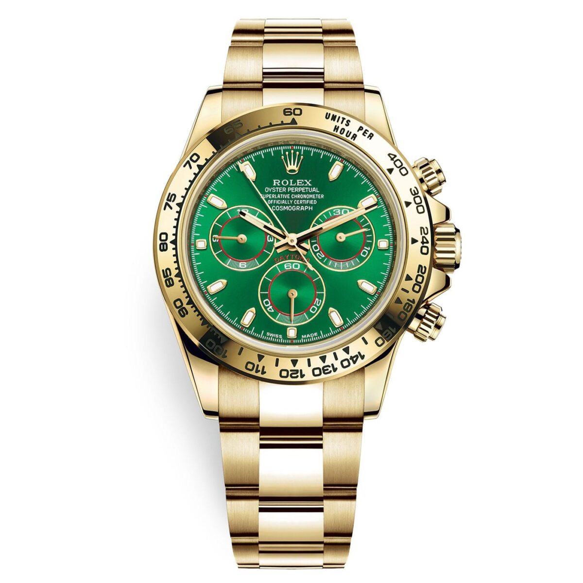 Rolex Cosmograph Daytona 116508 40mm 18K Yellow Gold Green Dial Oyster Bracelet Men's Watch
