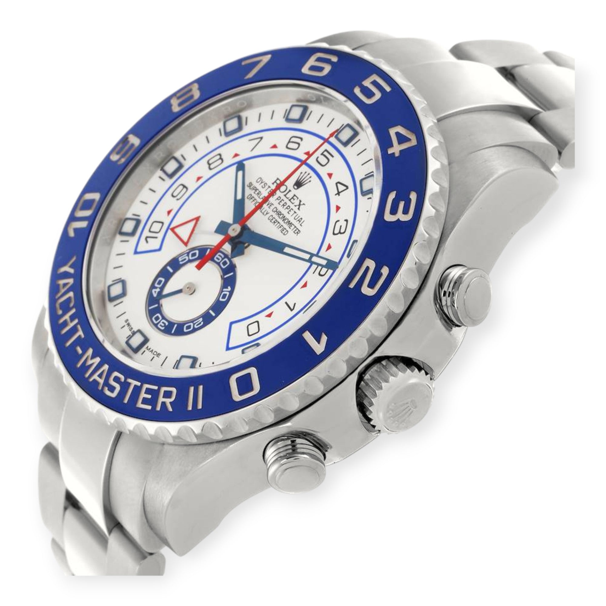 Rolex Yacht-Master II 116680 44MM White Dial Blue Hands With Stainless Steel Bracelet