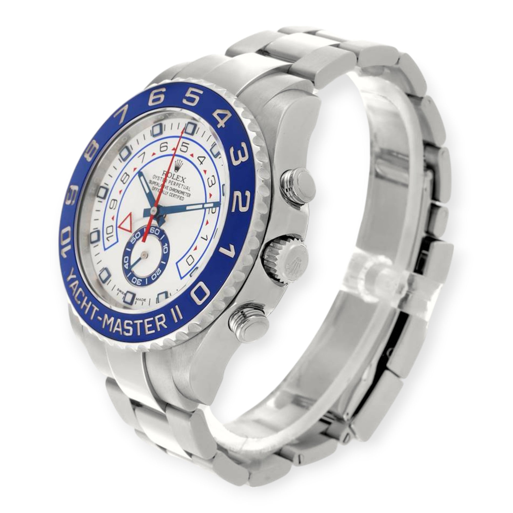 Rolex Yacht-Master II 116680 44MM White Dial Blue Hands With Stainless Steel Bracelet