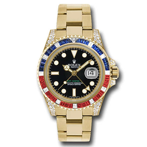 Rolex GMT-Master II 116758SARU 18K Yellow Gold Black Dial