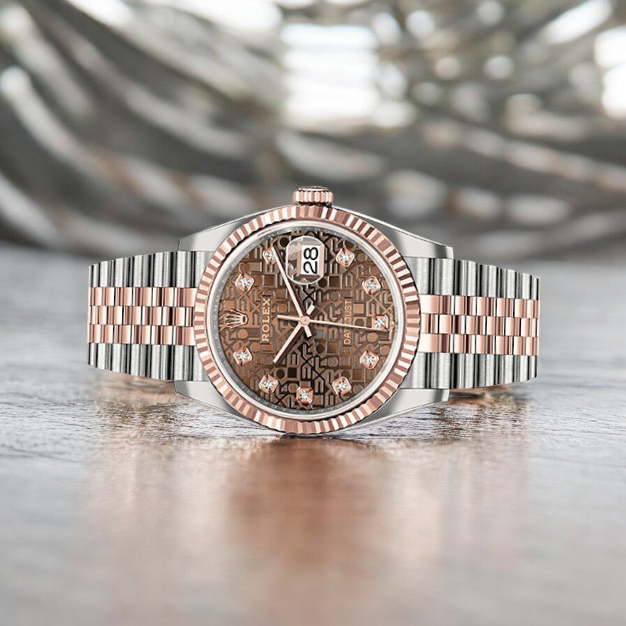 Rolex Steel and Everose Datejust 36 Watch 126231 Chocolate Jubilee Diamond Dial - Jubilee Bracelet