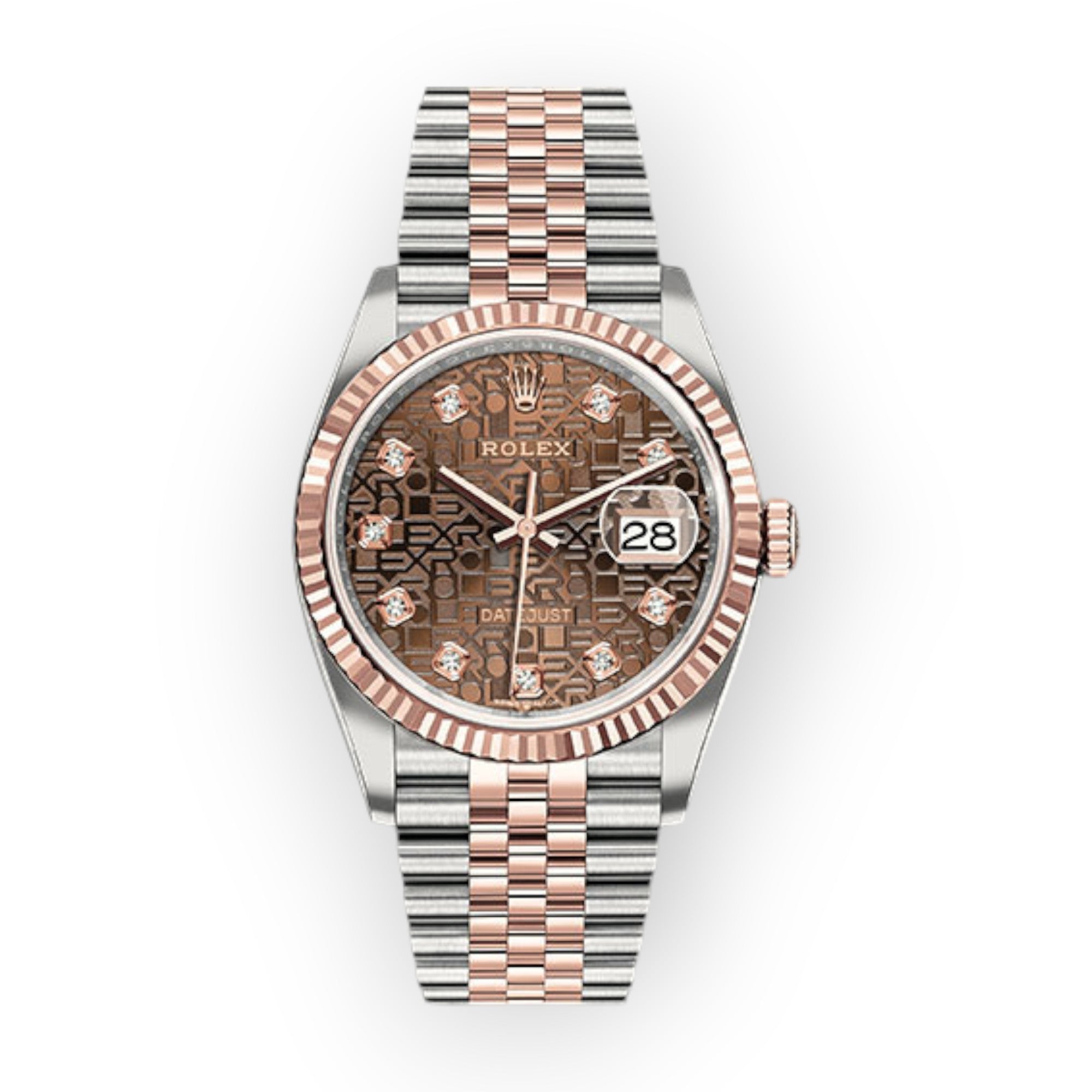 Rolex Steel and Everose Datejust 36 Watch 126231 Chocolate Jubilee Diamond Dial - Jubilee Bracelet