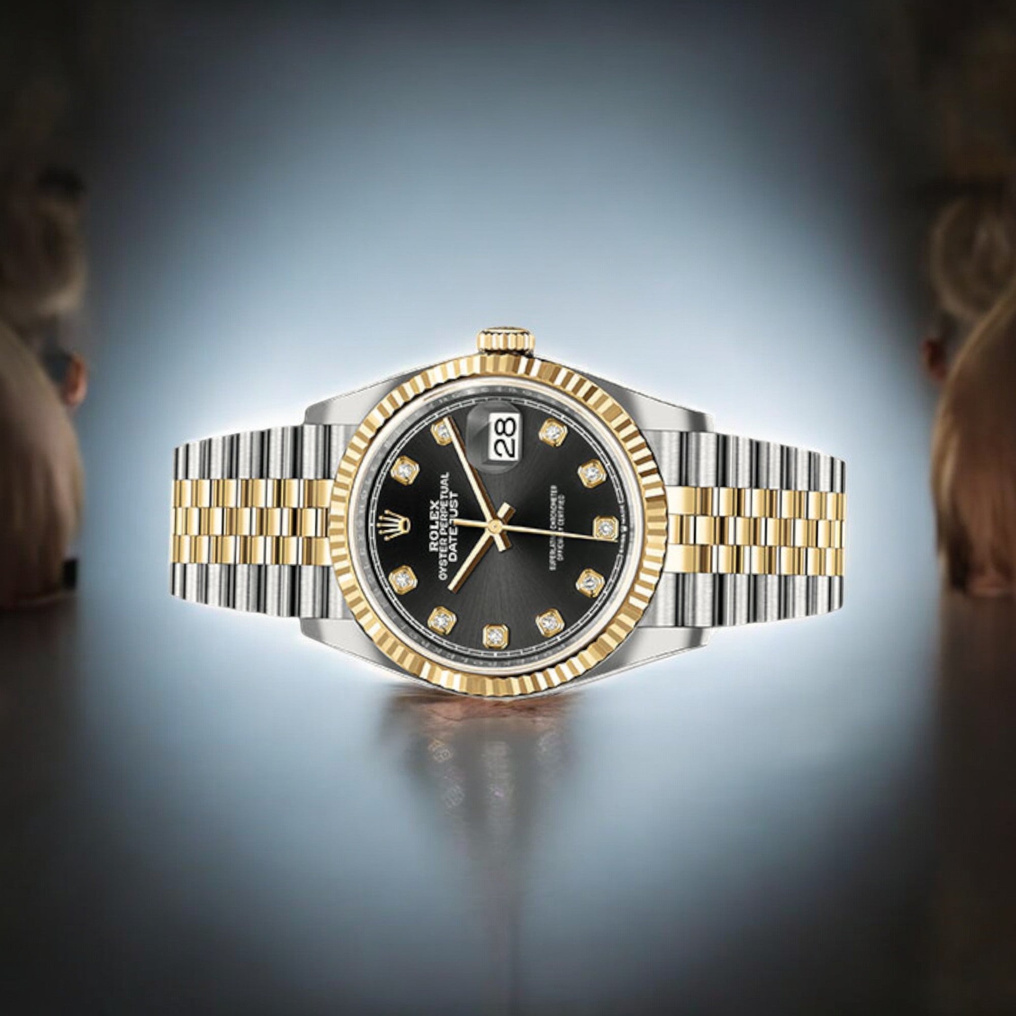 Rolex Steel and Yellow Gold Datejust 36 Watch 126333 Black Diamond Dial - Jubilee Braceletamond Dial With Two Tone Jubilee Bracelet