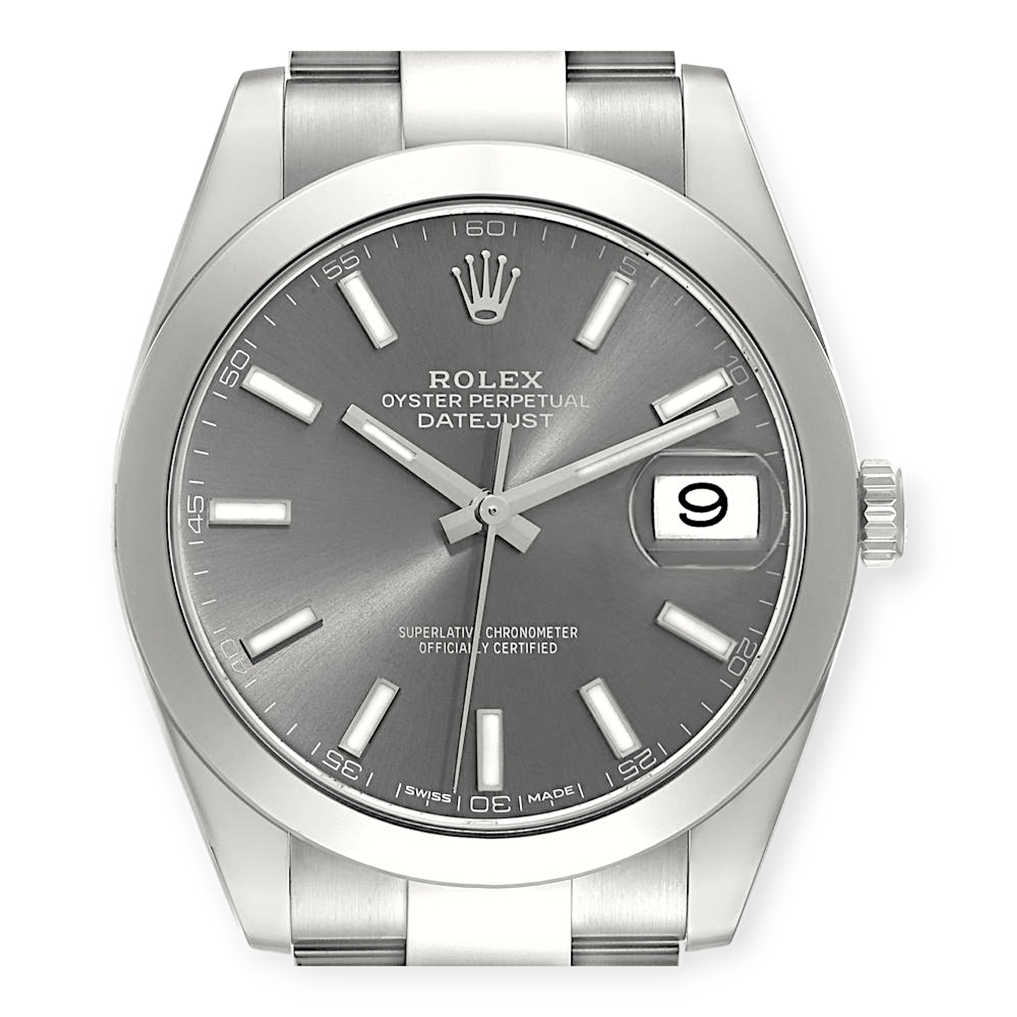 Rolex Datejust 41 Slate Dial 126300 Smooth Bezel Steel Mens Watch