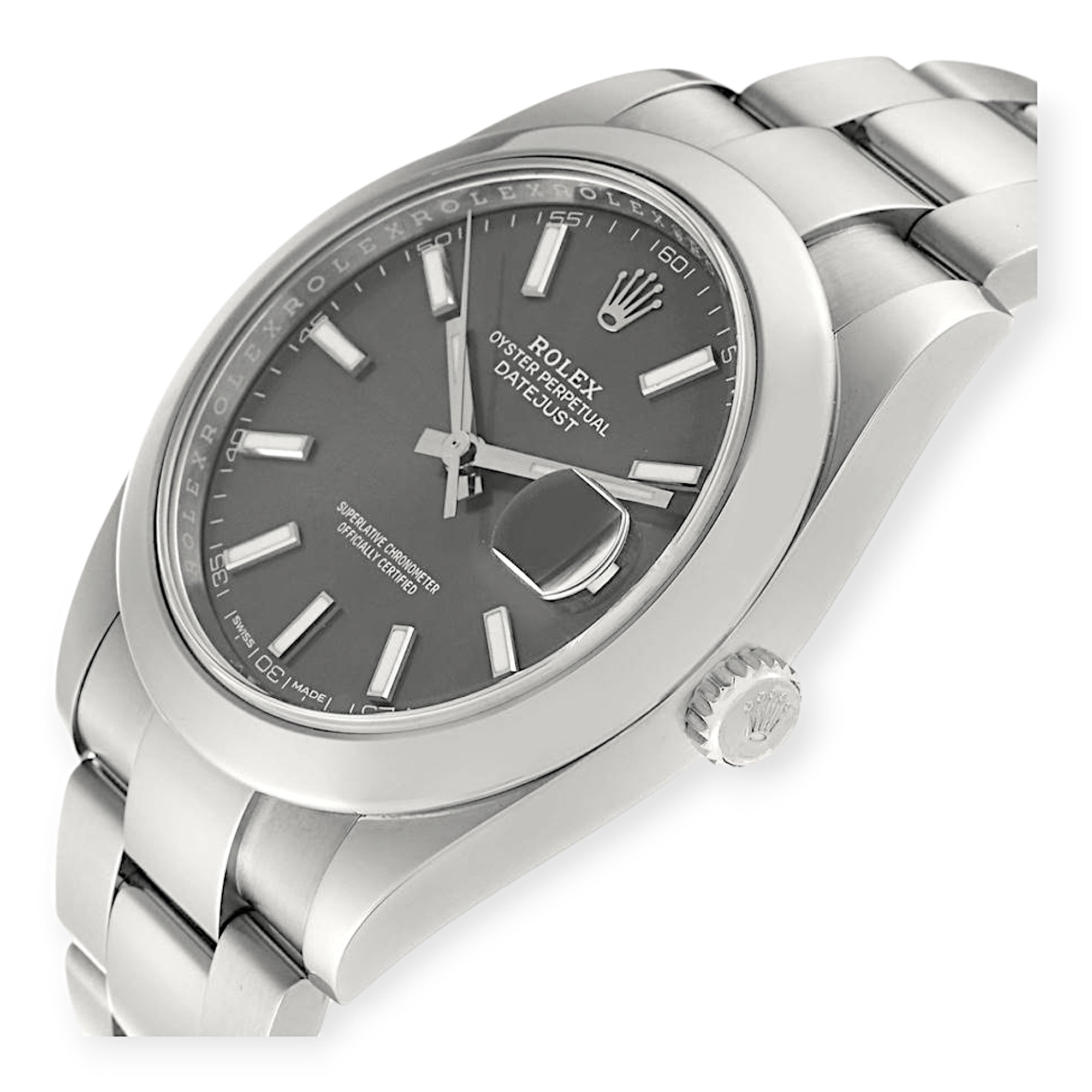 Rolex Datejust 41 Slate Dial 126300 Smooth Bezel Steel Mens Watch
