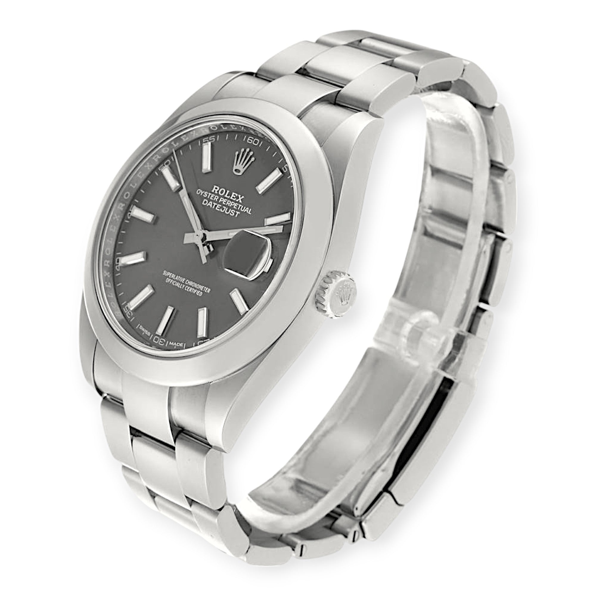 Rolex Datejust 41 Slate Dial 126300 Smooth Bezel Steel Mens Watch