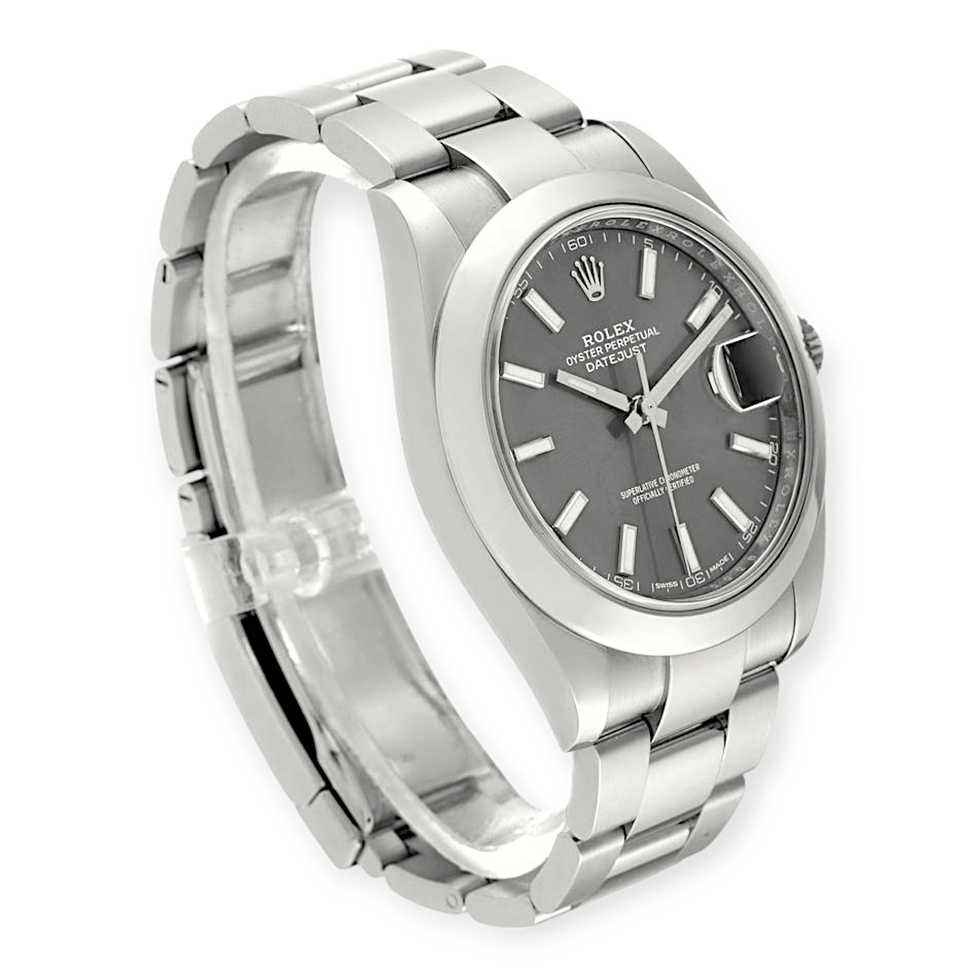 Rolex Datejust 41 Slate Dial 126300 Smooth Bezel Steel Mens Watch