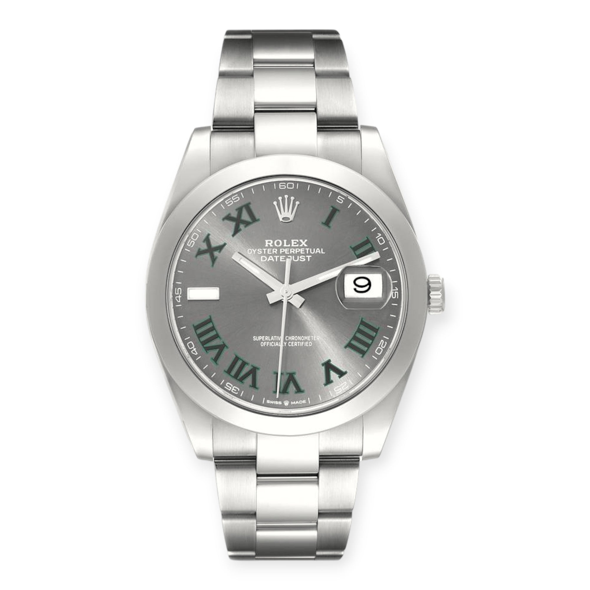 Rolex Datejust 41 Grey Green Wimbledon Dial 126300 Steel Mens Watch