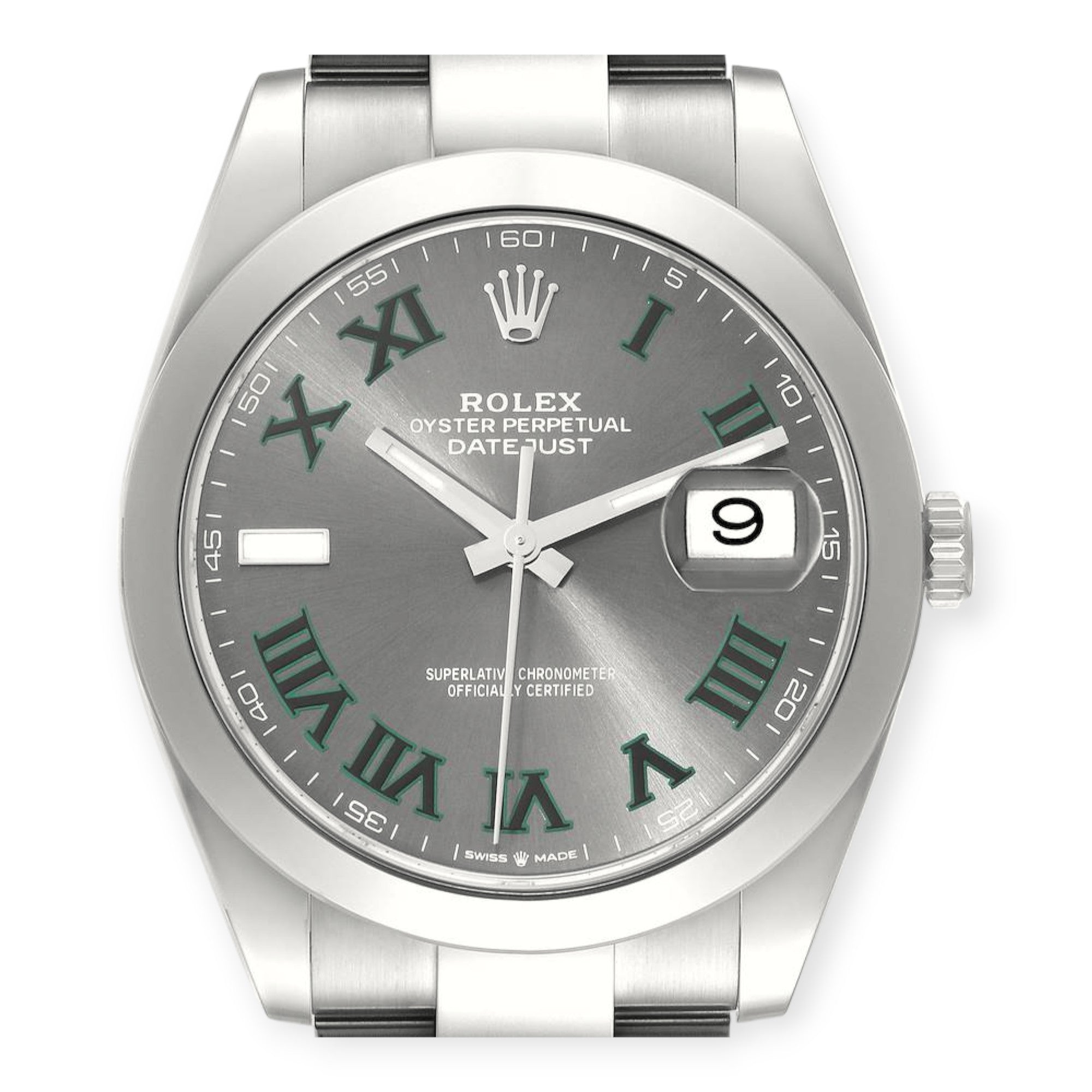 Rolex Datejust 41 Grey Green Wimbledon Dial 126300 Steel Mens Watch