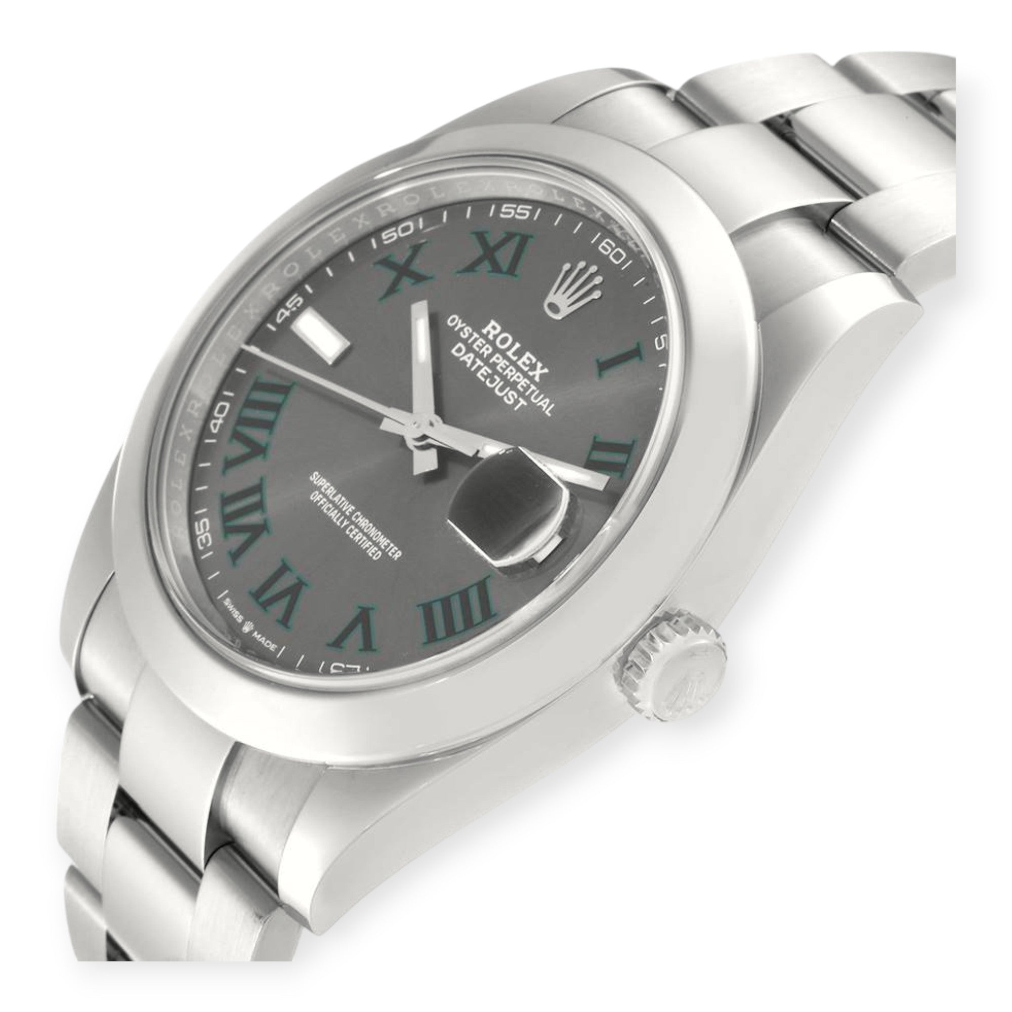 Rolex Datejust 41 Grey Green Wimbledon Dial 126300 Steel Mens Watch