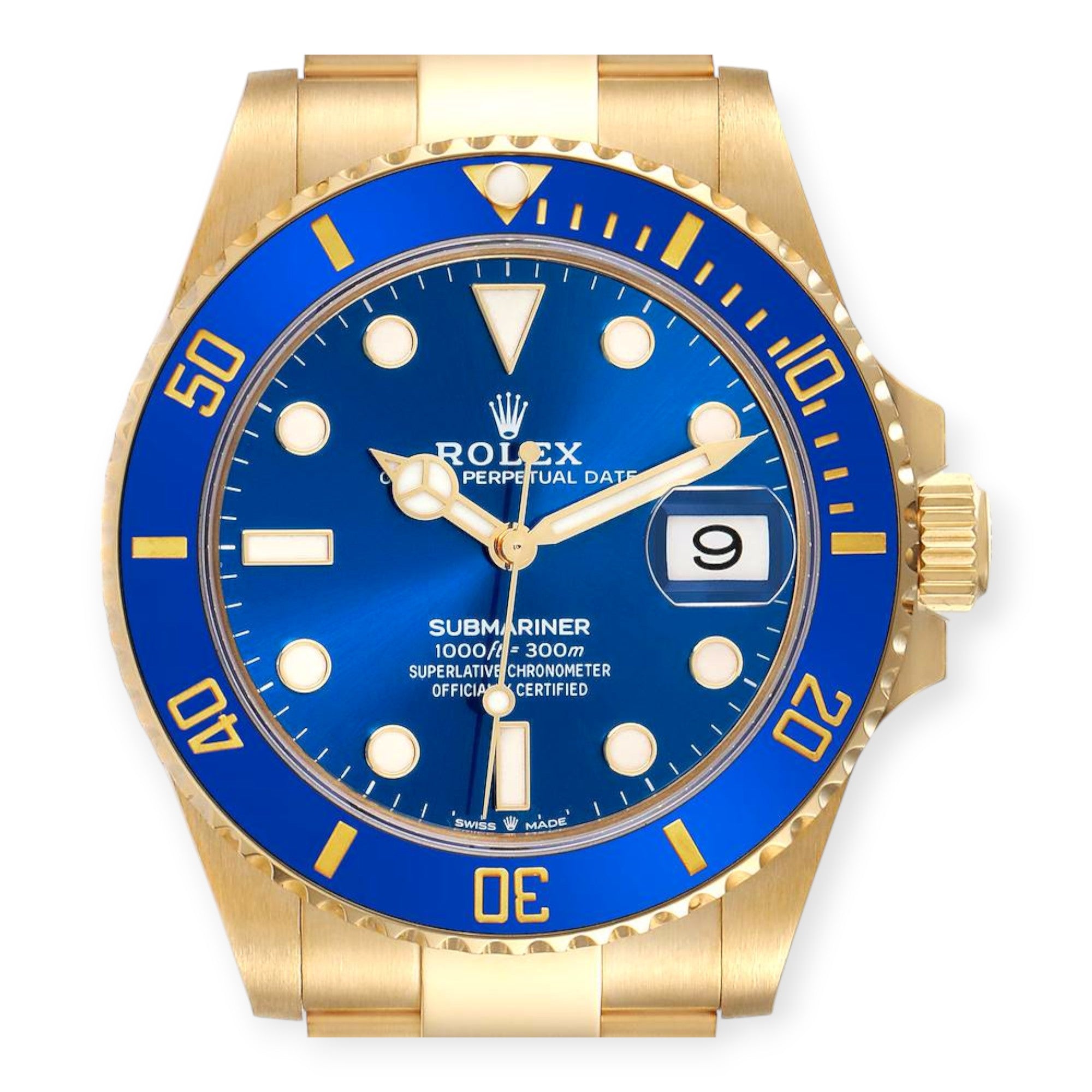 Rolex Submariner 126618 Yellow Gold Blue Dial Bezel Mens Watch