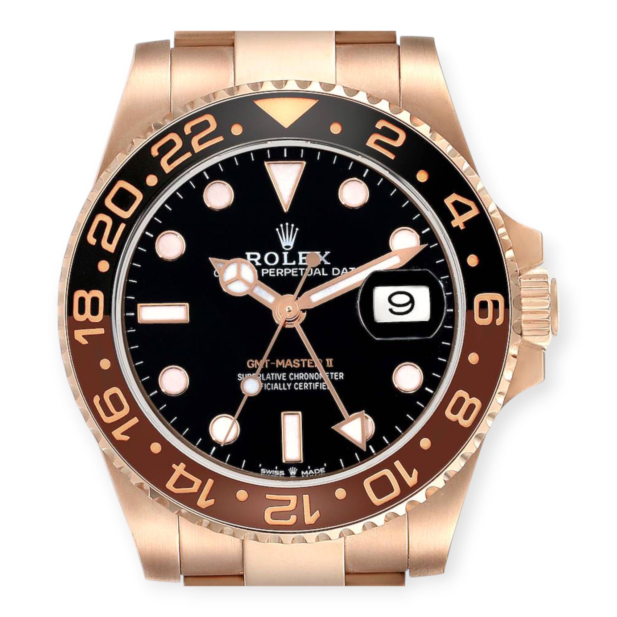 Rolex GMT Master II 126715 Black Brown Root Beer Rose Gold Mens Watch