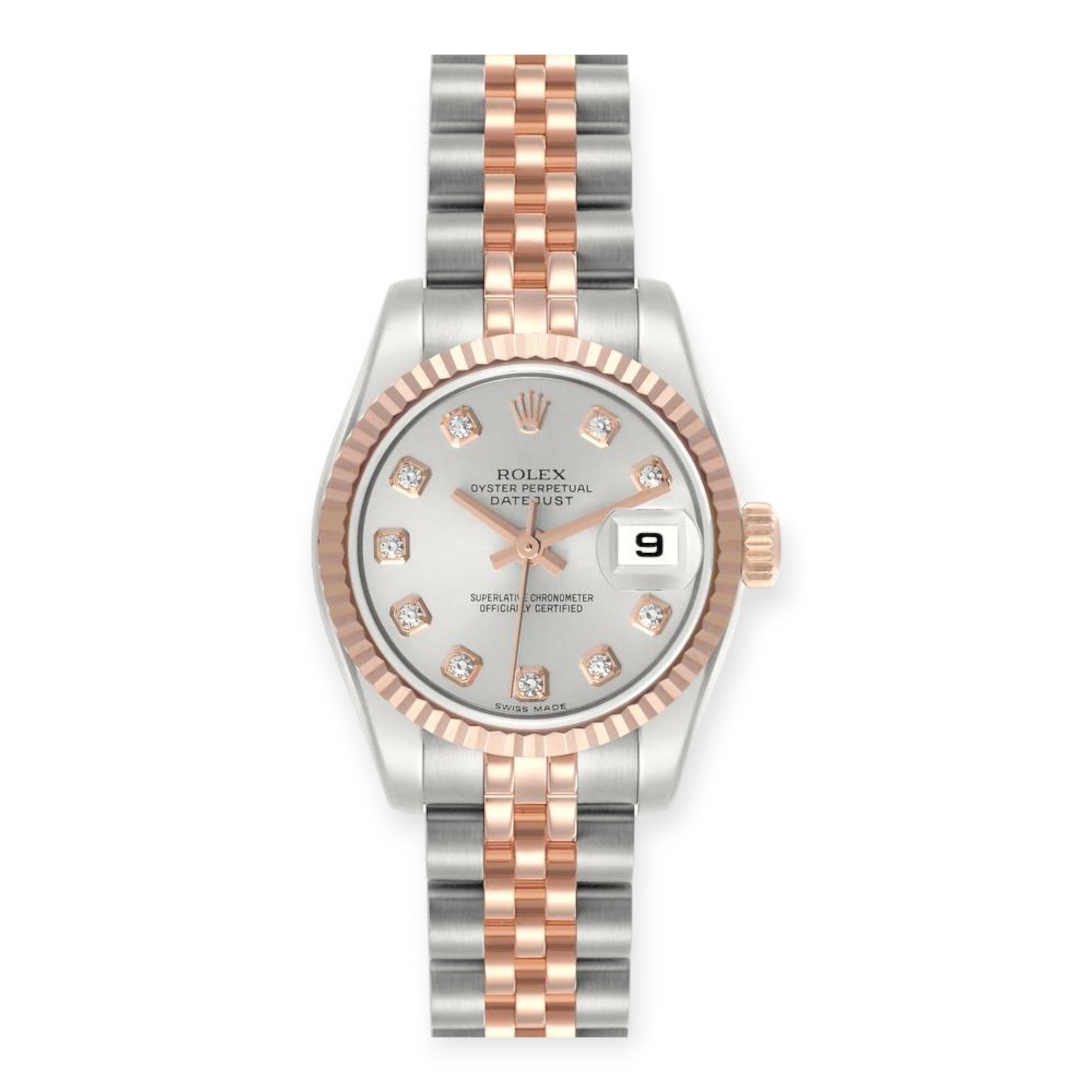 Rolex Datejust 26mm 179171 Steel Rose Gold Diamond Dial Ladies Watch