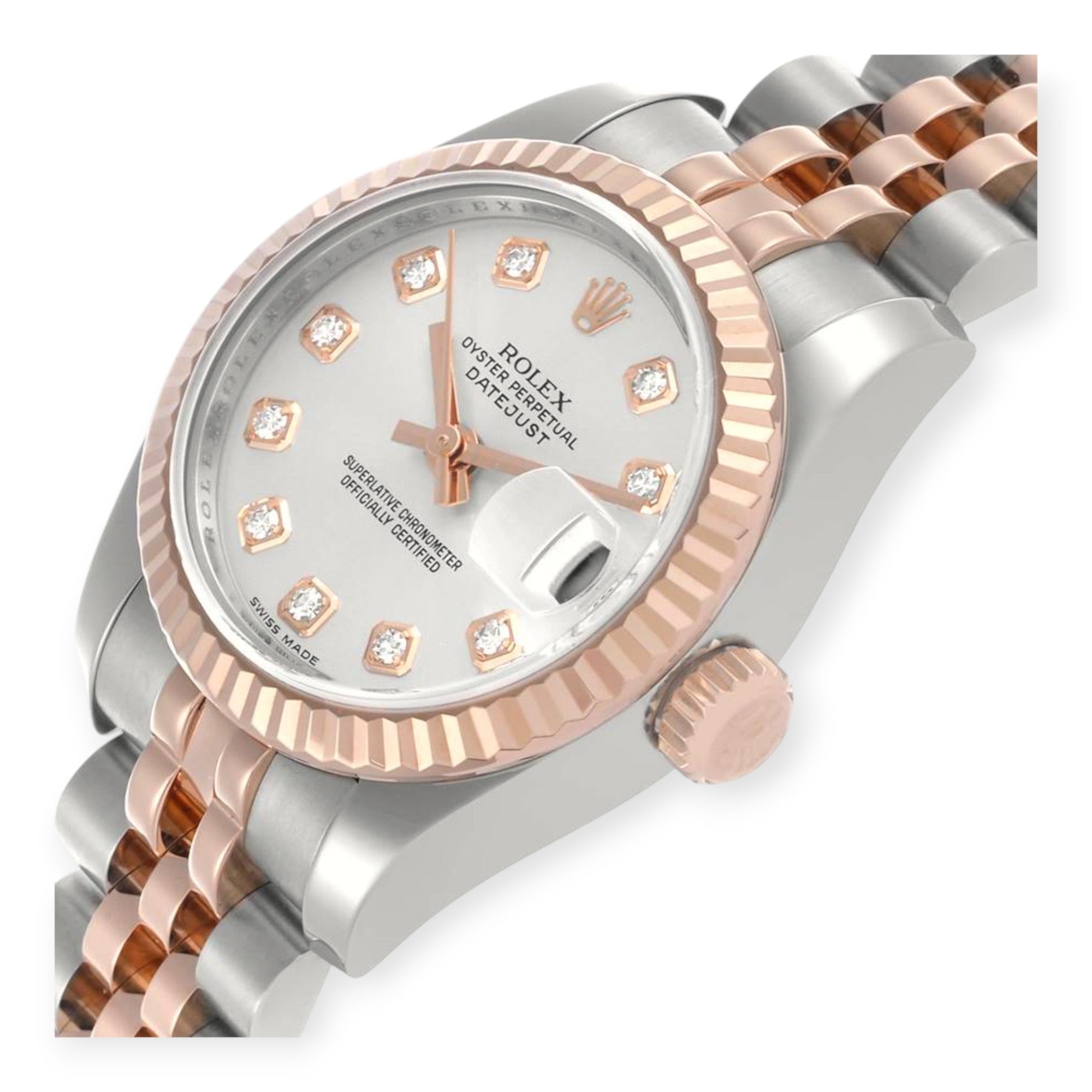 Rolex Datejust 26mm 179171 Steel Rose Gold Diamond Dial Ladies Watch