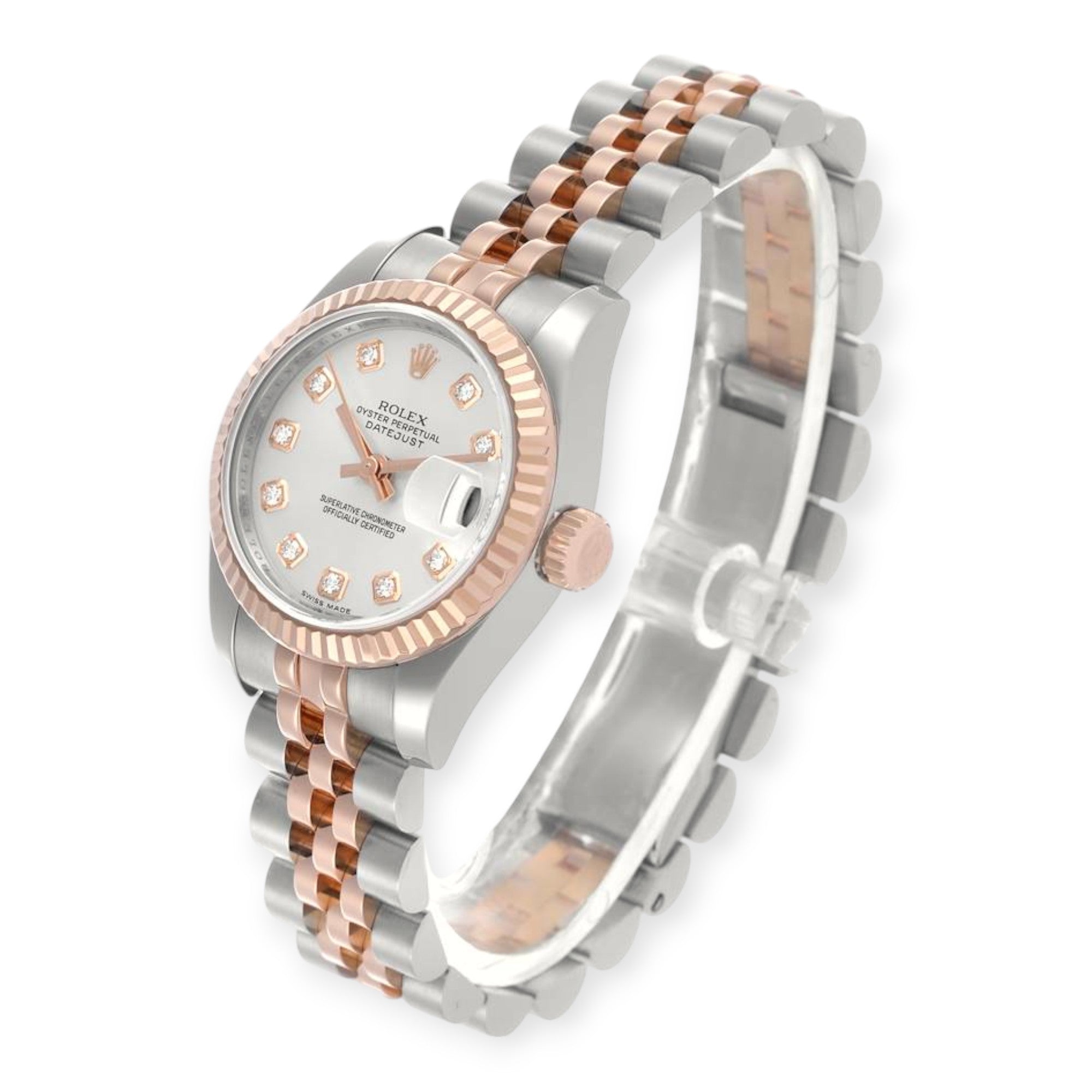 Rolex Datejust 26mm 179171 Steel Rose Gold Diamond Dial Ladies Watch