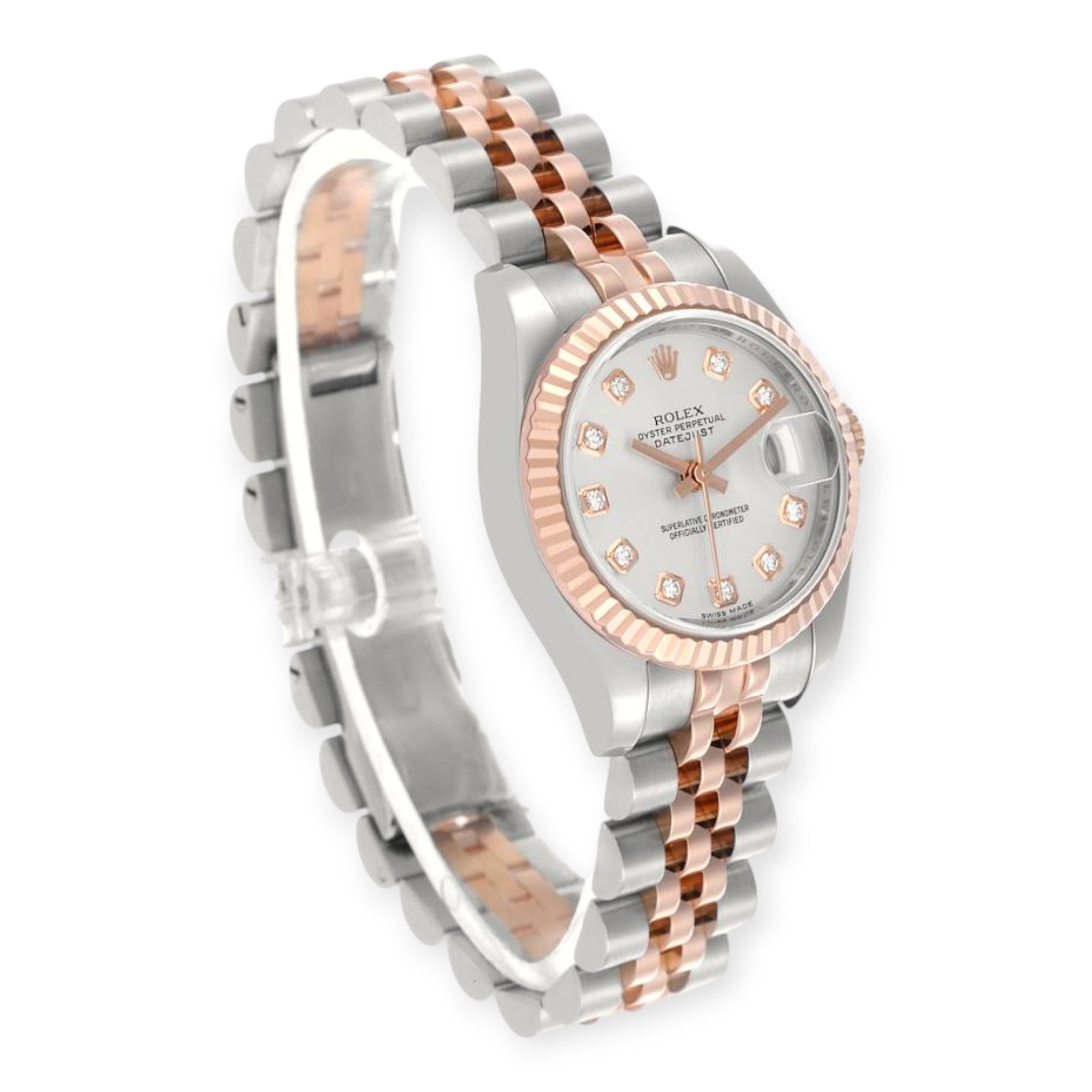 Rolex Datejust 26mm 179171 Steel Rose Gold Diamond Dial Ladies Watch