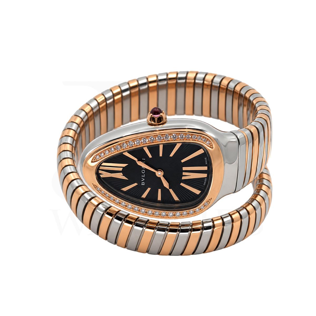 Bulgari 35mm Serpenti Tubogas 102098 SP35 18K RG & SS Diamond Bezel - Naked