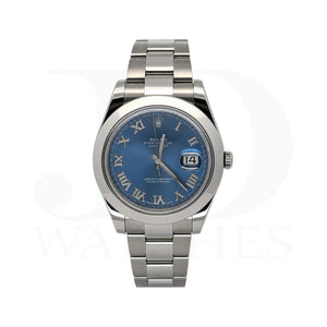 Rolex Datejust II 41mm 116300 Steel Blue Roman Dial Smooth Bezel Oyster Bracelet