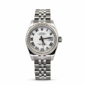 Rolex Lady-Date just 26mm 179174 WG Bezel White Roman Numeral Dial