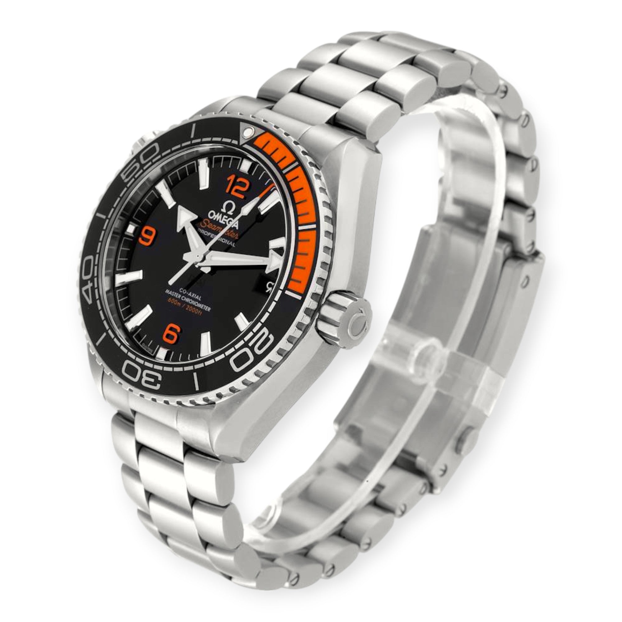 Omega Planet Ocean 215.30.44.21.01.002 Black Orange Bezel Steel Mens Watch