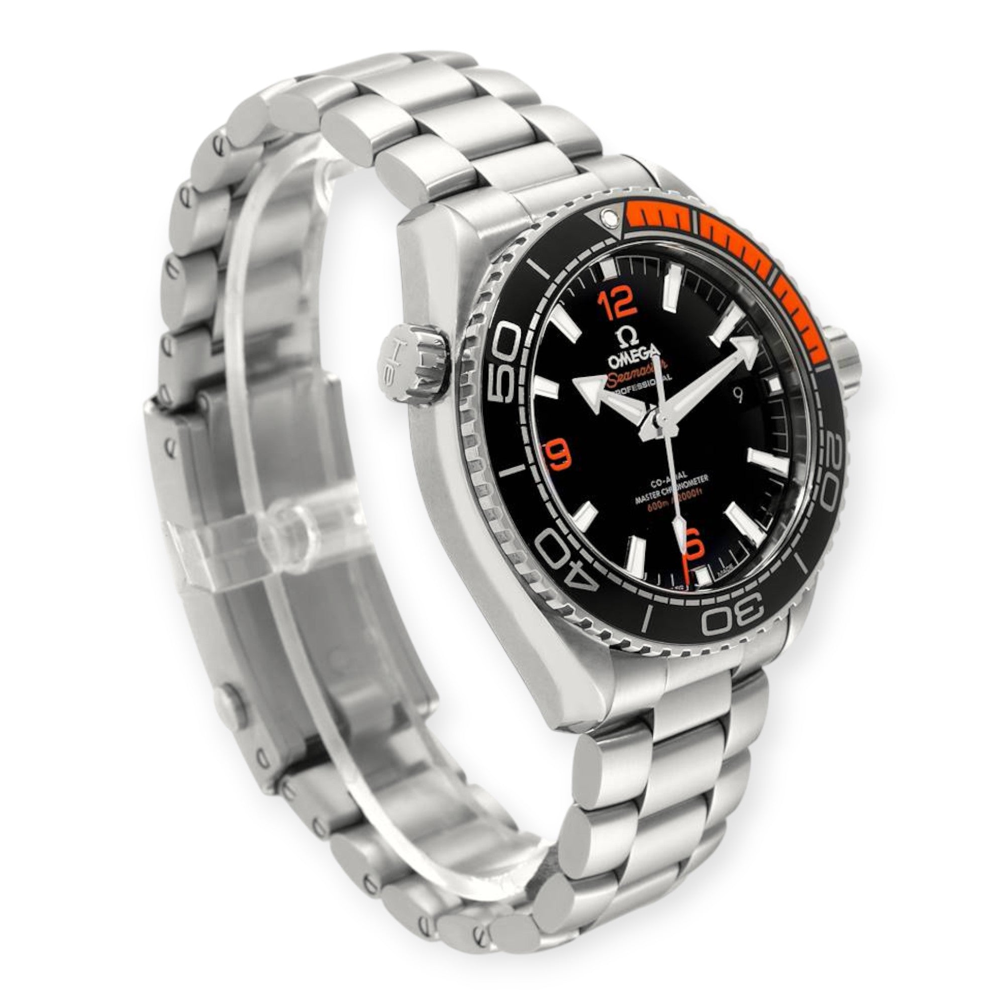 Omega Planet Ocean 215.30.44.21.01.002 Black Orange Bezel Steel Mens Watch