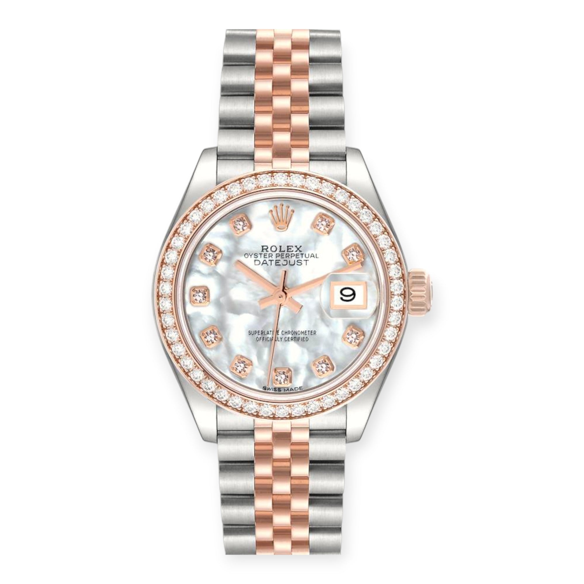 Rolex Datejust 28mm 279381 Steel Rose Gold Mother of Pearl Diamond Ladies Watch