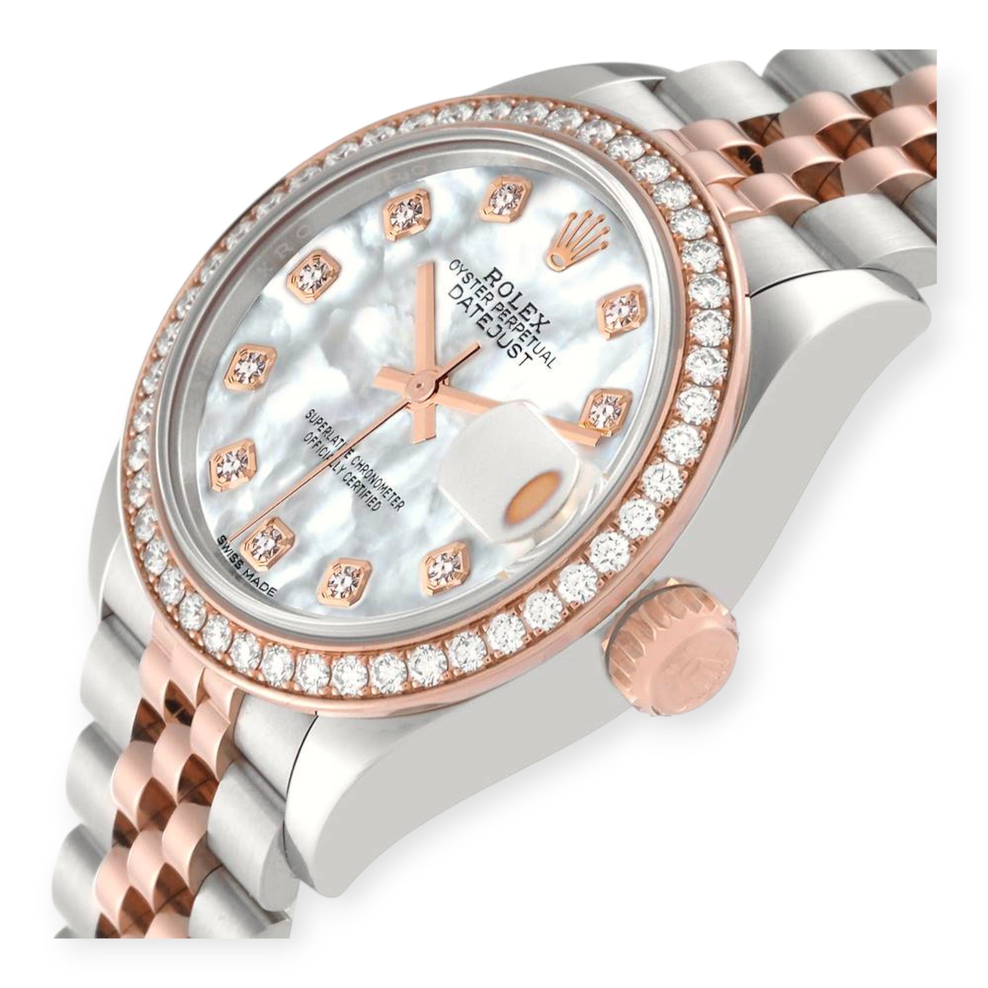 Rolex Datejust 28mm 279381 Steel Rose Gold Mother of Pearl Diamond Ladies Watch