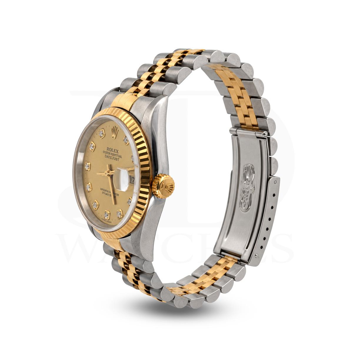 Rolex 36mm  Datejust 16233 Champagne Diamond Dial - 2003 Papers