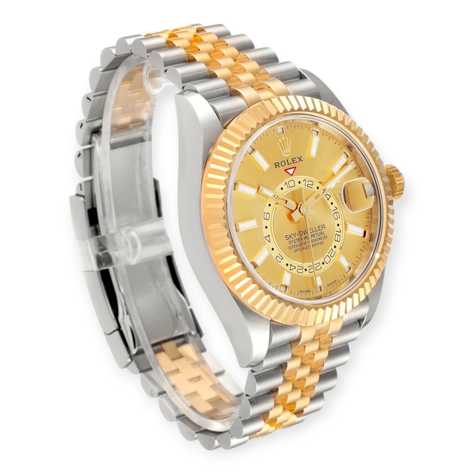 Rolex Sky Dweller 326933 Yellow Gold Steel Champagne Dial Mens Watch