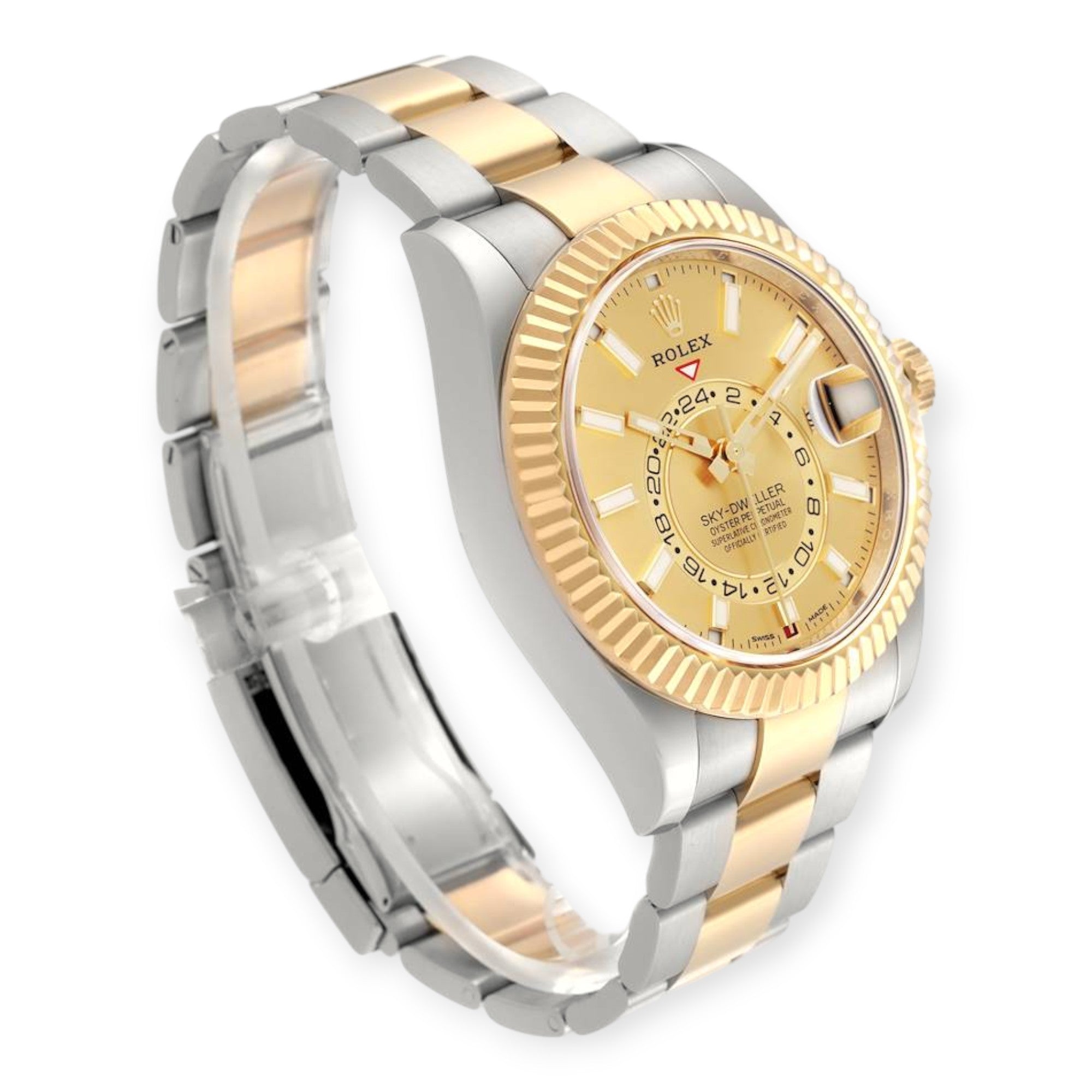 Rolex Sky Dweller 326933 Steel Yellow Gold Champagne Dial Mens Watch