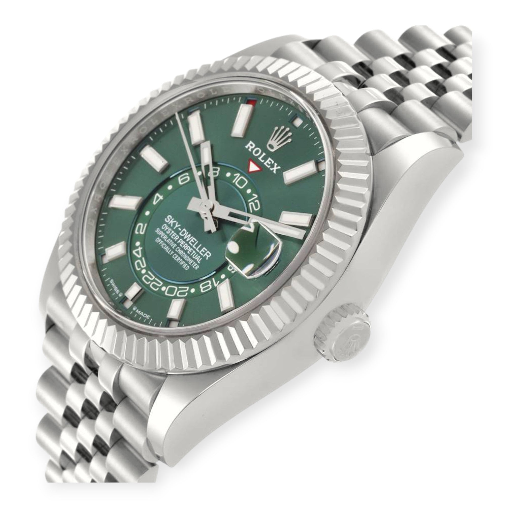 Rolex Sky-Dweller 336934 Steel White Gold Mint Green Dial Mens Watch