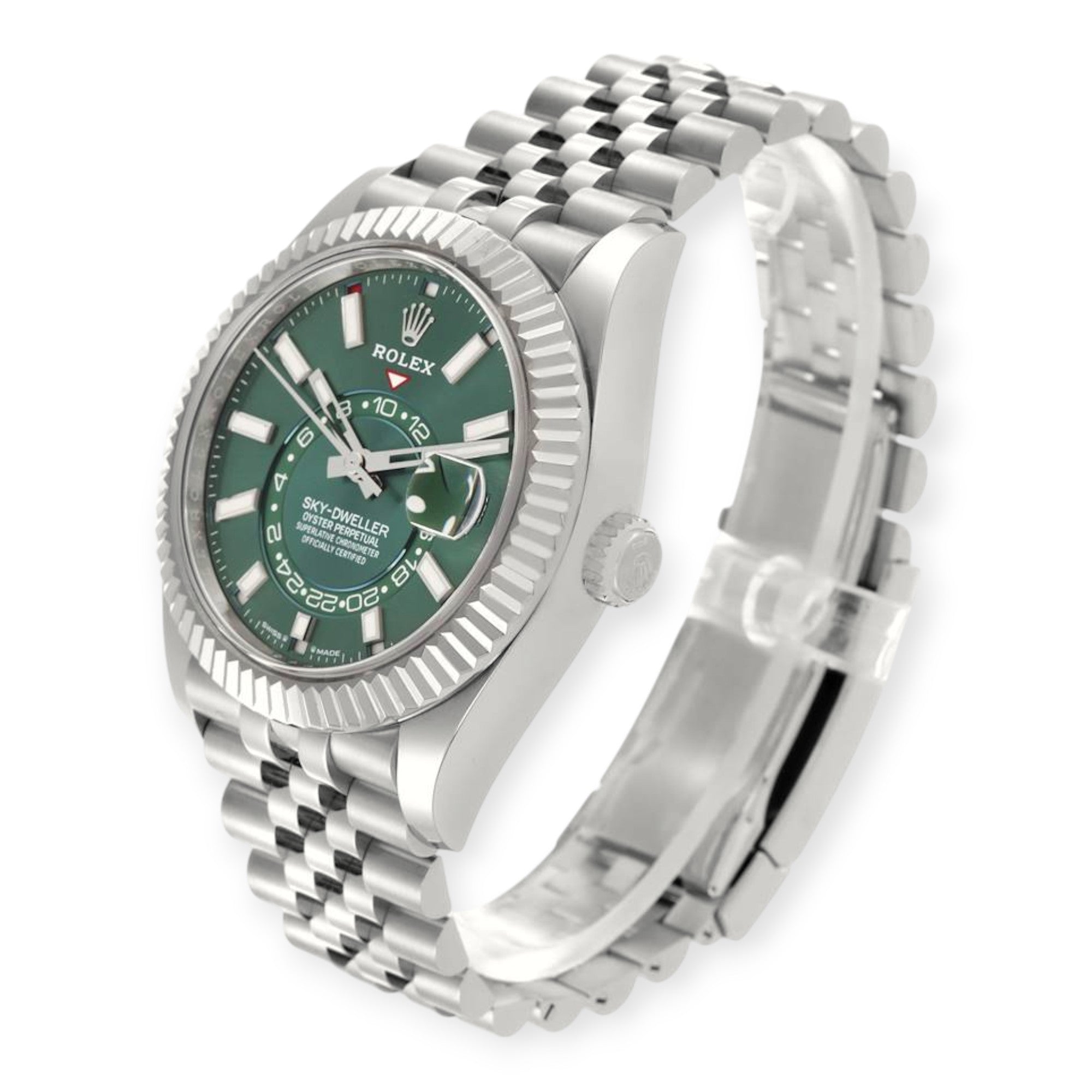 Rolex Sky-Dweller 336934 Steel White Gold Mint Green Dial Mens Watch