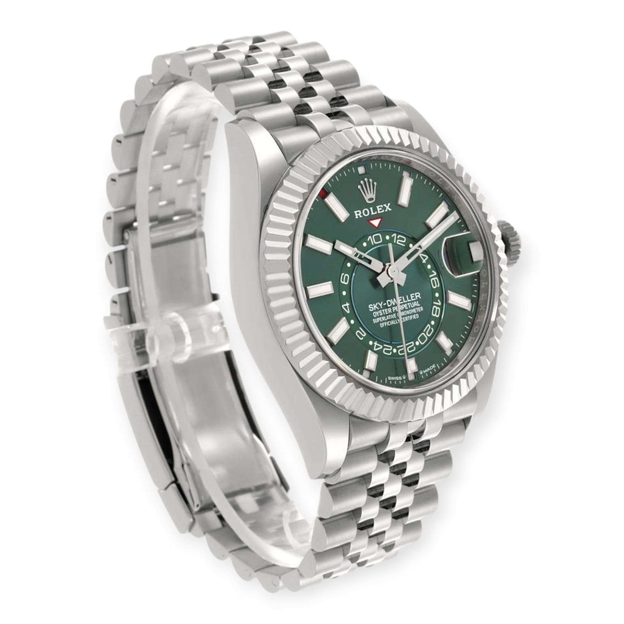 Rolex Sky-Dweller 336934 Steel White Gold Mint Green Dial Mens Watch