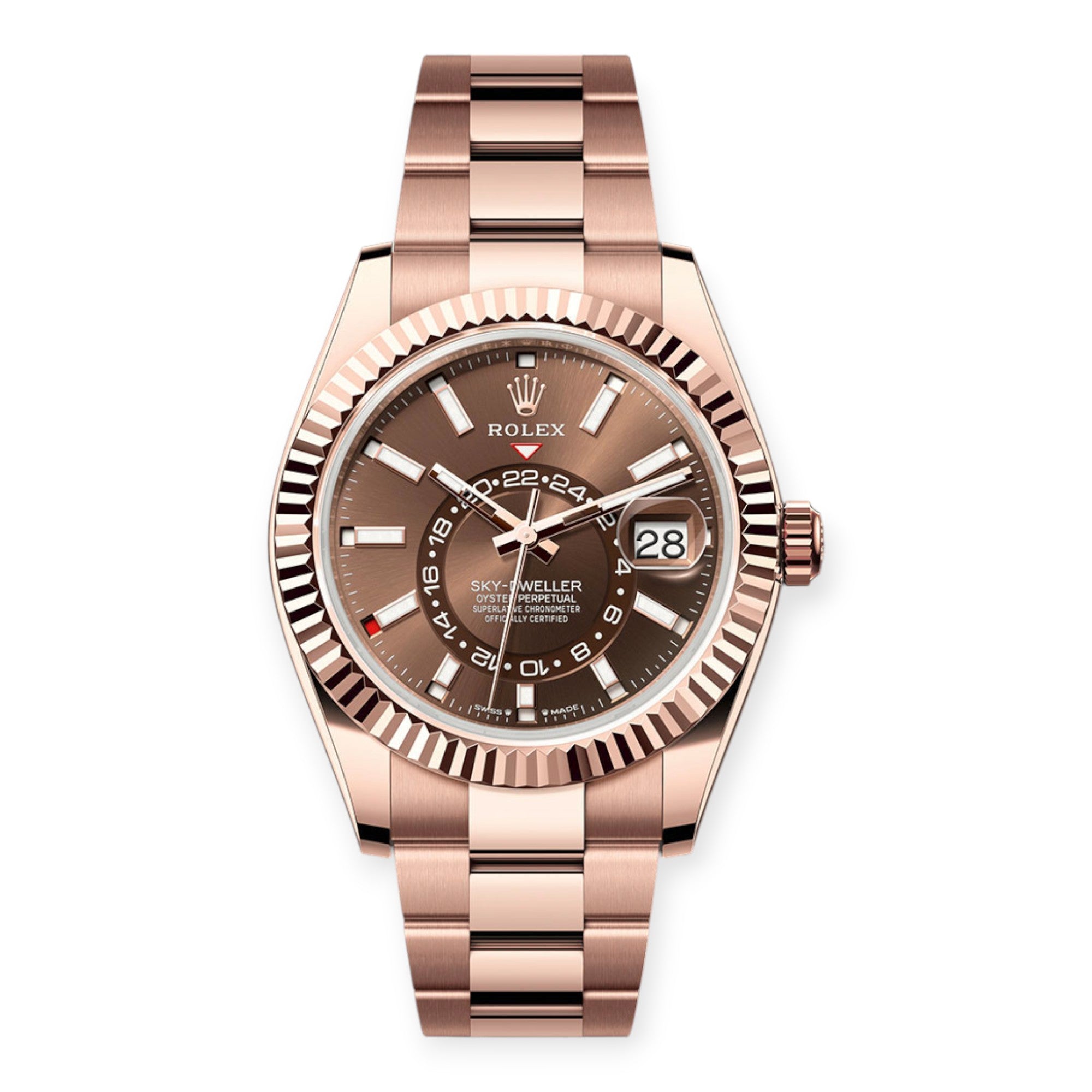 Rolex Everose Gold Sky-Dweller 336935 Chocolate Index Dial On a Oyster Bracelet