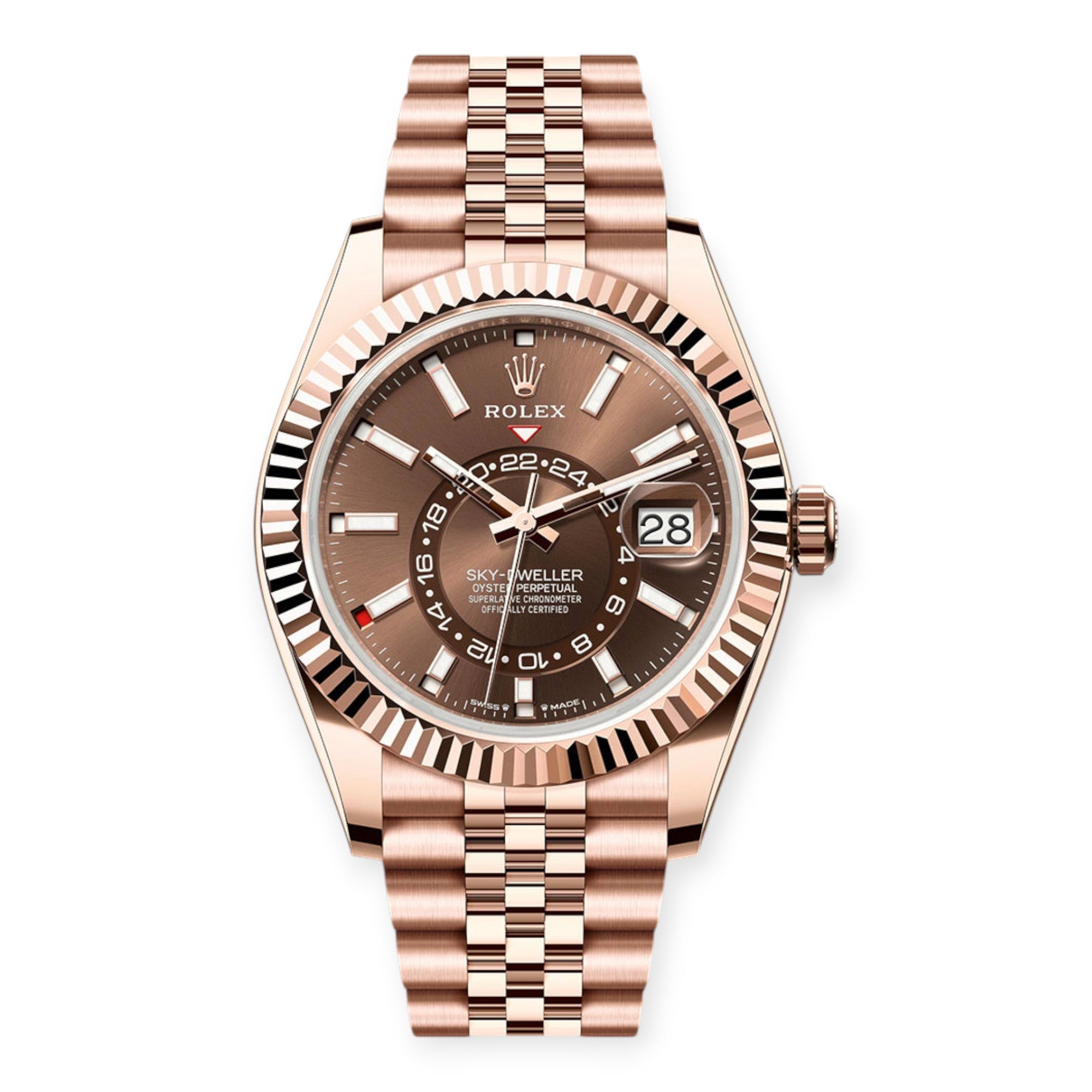 Rolex Everose Gold Sky-Dweller 336935 Chocolate Index Dial On a Jubilee Bracelet