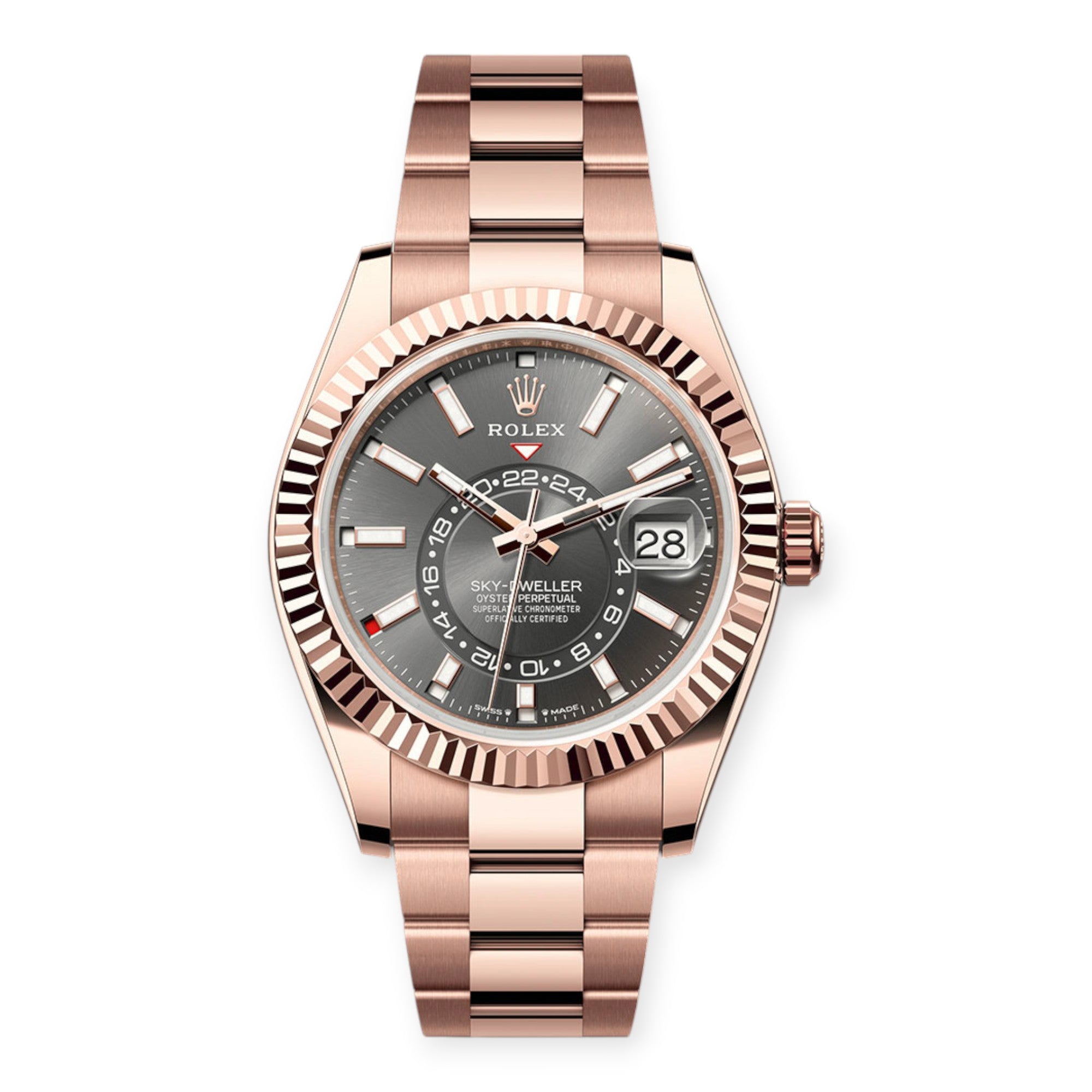 Rolex Everose Gold Sky-Dweller 336935 Slate Index Dial On a Oyster Bracelet